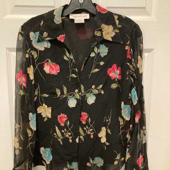 Jones New York flower blouse, size 6 - Picture 1 of 3